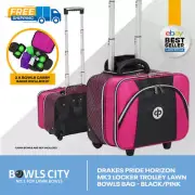 New Horizon Black/Pink Mid Size 4 Lawn Bowls Trolley Bag + 2 x 2 bowls carriers