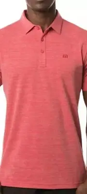 NWT Travis Mathew Red The Heater Eco Collection Golf Polo Shirt Mens Medium