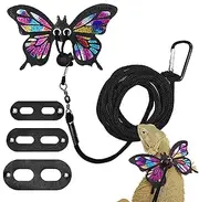 Bearded Dragon Leashes & Harness, Adjustable Detachable Soft PU Leather Lizard Rope with Wing Harness - Reptile Lizard Harness Anti-Escape 3 Sizes for Squirrel Reptile