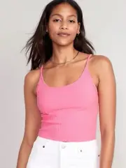 Old Navy Women’s Rib-Knit Crop Tank Top Sparkle Berry Pink Size XXL