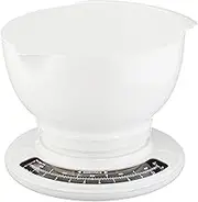Soehnle Culina Pro 5 kg, Analogue Kitchen Scales, White, Weighs up to 5 kg (50 g Accurate), Household Scales with a Large Mixing Bowl, Retro Kitchen Scales for Cakes and More