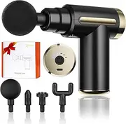 Mini Muscle Massage Gun,Deep Tissue Percussion Massage Gun with 6 Speeds and 4 Heads, Type-C Charging,Ultra Quiet, Portable Electric Handheld Body Massager for Neck Back Pain Relief