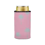 Stubbyz Palm Trees Aqua Pink Stubby Cooler Slim