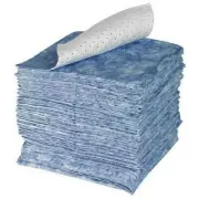 Brady Absorbent Pad Oil Spill Cleanup 100 Pack 15x19 Blue White Heavy Duty