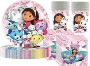 Children's Birthday Party Tableware Set with 10 Plates, 10 Cups and 20 Napkins, DoIIhouse Motif