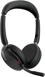 Jabra Evolve2 65 Flex Wireless Headset + Charger - Active Noise Cancelling UC Cert - USB A Booster On Ear Bluetooth Stereo Headphones with Boom Mic + ClearVoice for Crystal Clear Calls 32hr Music Time
