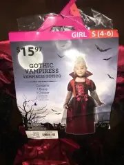 Girl's Goodmark Gothic Enchantress Witch Vampire Fancy Costume Sz S 4-6 NEW