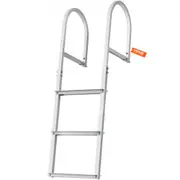 VEVOR Dock Ladder, Removable 3 Steps, 227 kg Load Capacity, Aluminum Alloy Pontoon Boat Ladder with 7.9 cm Wide Step & Nonslip Rubber Mat, Easy to Ins
