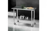 Cefito 1219x610mm Stainless Steel Kitchen Bench with Wheels 304