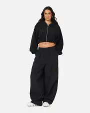 [Nike] Nike Women's Sportswear Full-zip Cropped French Terry Hoodie Black - Size 2XL 2XL Black