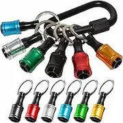 6 Color Drill Extension Bit Holder, 1/4inch Hex Shank Aluminum Alloy Screwdriver Bits Holder Extension Bar Drill Screw Adapter Change Keychain Portable 2023 Upgraded
