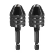 2pcs Keyless Drill Chuck 1/4" Chuck Conversion Adapter 0.3-8.0mm, Black