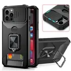 Screen&Camera Protection, Card Case with Kickstand for iPhone 11 12 13 Pro Max