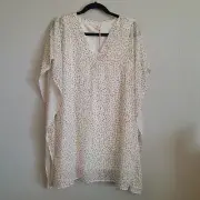 Entro Top-Off White Textured Leopard Embossed Print Kimono Sleeve Dress Size S