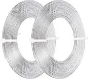 uxcell 16.4 Feet Flat Aluminum Wire, 2 Rolls 18 Gauge Bendable Anodized Aluminum Wire 3mm Wide Beading Craft Wire for Jewelry Making, Silver Tone