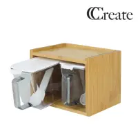 在飛比找momo購物網優惠-【CC家居】日式調味料盒收納架組(調味料盒x2+竹製收納架)