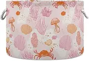 Yoogain Beach Sea Animals Peach Cute storage basket collapsable and waterproof clothes hamper with sturdy handle Hamper solutions Decoracion for cloth kitchen gift