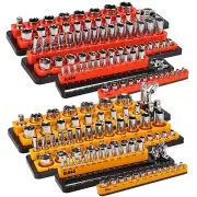 Magnetic Socket Organizer Set - 6-Piece Durable 1/2, 1/4, 3/8 Inch Drive Holder,