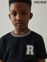 Reiss Navy Palmers 9-13 yrs Cotton Letter-Patch T-Shirt (AP0407) | $40