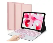 Bluetooth Touchpad Keyboard Case for Samsung Galaxy Tab S9 Ultra 2023 14.6 Inch Tablet, 7 Colors Backlight, Slim PU Stand Cover + Pen Holder, Rose Gold