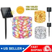 100/200 Solar LED Fairy String Light Copper Wire Outdoor Garden Decor Waterproof
