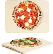 [ROCKSHEAT] Pizza Stone, Rectangular 40 x 30cm Pizza Stones for Oven Grill BBQ, Heavy Duty Cordierite Baking Stone for Pizza & Bread & Cookies, Innovative Unique 2 Handles Cooking Stone
