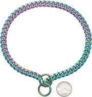 Choker Chain Dog Collar 18K Gold Cuban Link Chain Stainless Steel Metal Links 10MM Heavy & Duty Walking Training Chain Collar for Dogs Pet Accessories (Color : Colours, Size : 22inch (56cm))