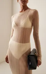 [Rosetta Getty] Plissé Nylon Mesh Maxi Dress