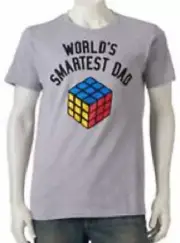 NEW Rubik's Men's World's Smartest Dad T Shirt Rubik's Cube Size Small