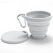 Travel Foldable Silicone Drinking Cup with Carabiner Gray - One Size