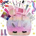 Kids Real Makeup Kit for Girls with Unicorn Purse - Washable & Non-Toxic Toy Set
