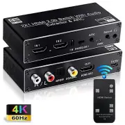 New 4K-HDMI Audio Extractor Splitter 2 In 1 Out HDMI ARC Audio Switcher Selector