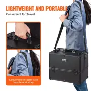 Large Portable Makeup Train Case with 6 Tiers and Lock - Black