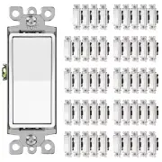 (50 Pack) CML 3 Way Decorator Paddle Rocker Wall Light Switch 15 Amp 120/277V