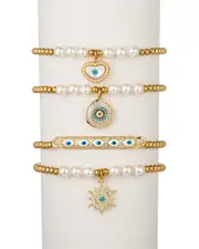 Eye Candy LA CZ Jaden 4 Piece Beaded Charm Bracelet Set