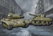 1/30 Battle Tank Combination Remote Control Medium Charging Set Infrared Toy Remote Control Model Toy Tank (M4A3+M26) Two Tanks in Total