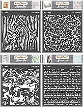 CrafTreat Pattern Stencils for Painting & Crafting Home Decor, Canvas, Wall Art, Bullet Journal, Notebook and Scrapbooking - 4Pcs - Woodgrain, Crackle, Marble and Script - 6X6 - Stencil for Wall Decor