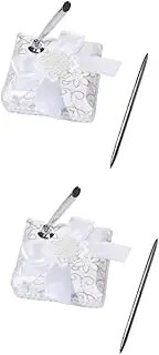 TEHAUX 2 Pcs Elegant Western Wedding Signature Pen Holder Big Bowknot Design Stylish Party Pen Stand for Wedding Engagement