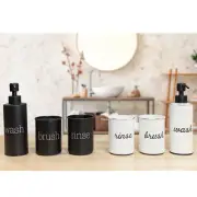 Enamel Farmhouse Bathroom Soap Dispenser, Toothbrush Holder, Rinse Cup