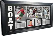 GOAT Black/White Mount Cristiano Ronaldo Lionel Messi Real Madrid Manchester Juventus Barcelona PSG Signed Autographed Photograph Picture Frame Football Soccer (Black Mount)