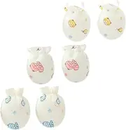 [Ipetboom] 3 Pairs Mittens Cotton Scratch Gloves for Newborns Warm Hand Protectors Cute Bear Colors for Preventing Scratches and Keeping Cozy