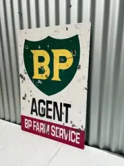 BP AGENT FARM SERVICE METAL SIGN LARGE 810 MM X 555 MM FREE POST OIL PETROL