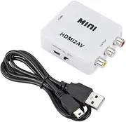 1080P HDMI to AV, HDMI to 3RCA Converter Adapter, 3RCA CVBS Composite Video Audio HDMI to AV Adapter with USB Charging Cable for TV DVD PAL PS3 NTSC(White)
