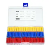 200PCS Insulated Straight Electrical Wire Connectors Butt Splice Crimp Terminals