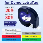 Compatible Dymo LetraTag Refills 91330 91331 Plastic Label Tape LT-100H 12mm