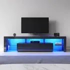 1800mm LED TV Stand Cabinet Wooden Entertainment Unit Storage Modern Gloss Black