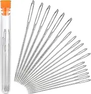 Outus 18 Pieces Large Eye Needles 3 Sizes Steel Yarn Darning Knitting Sewing Blunt Needles