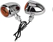 Turn Signal Indicator 2pcs Classic Style Mental Chrome Motorcycle Turn Signal Indicator Turning Light Lamp Bulb For Harley/Cafe/Racer 12V Motorbike (Color : White, Size : 1)