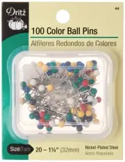 Dritz Color Ball Pins Size 20 114 Inch 100 Ct Nickel Plated Multi Color Heads