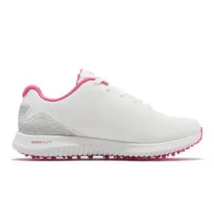 【SKECHERS】高爾夫球鞋 Go Golf Max 2 女鞋 白 粉紅 防水鞋面 記憶鞋墊 緩震 高球(123030WMLT)